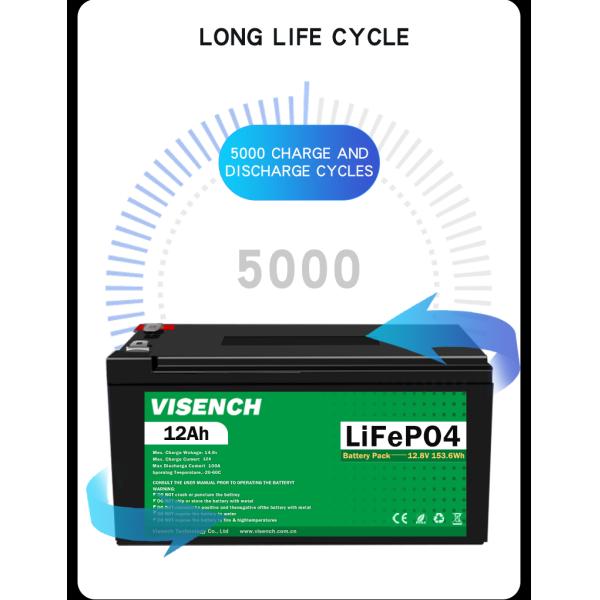 Visench OEM Prismatic 12V 12.8V Volt 12Ah Deep Cycle Storage Energy System Lifepo4 Lithium Ion Battery