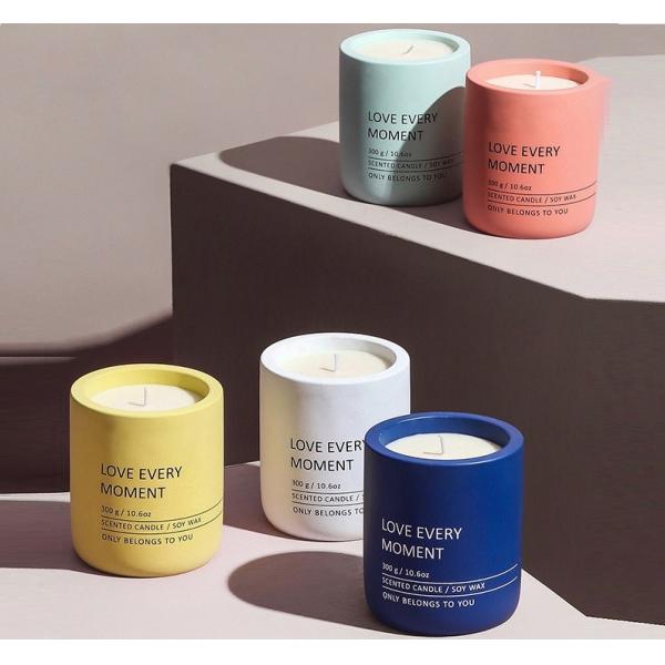 Custom Logo Nordic Cylinder Concrete Candle Holders