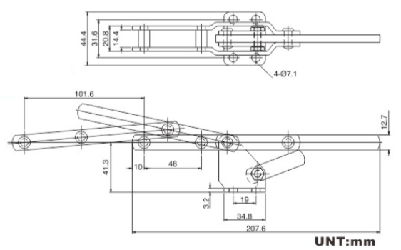 Light High Base Latch Toggle Clamp 43101 , Horizontal Latch Toggle Clamp