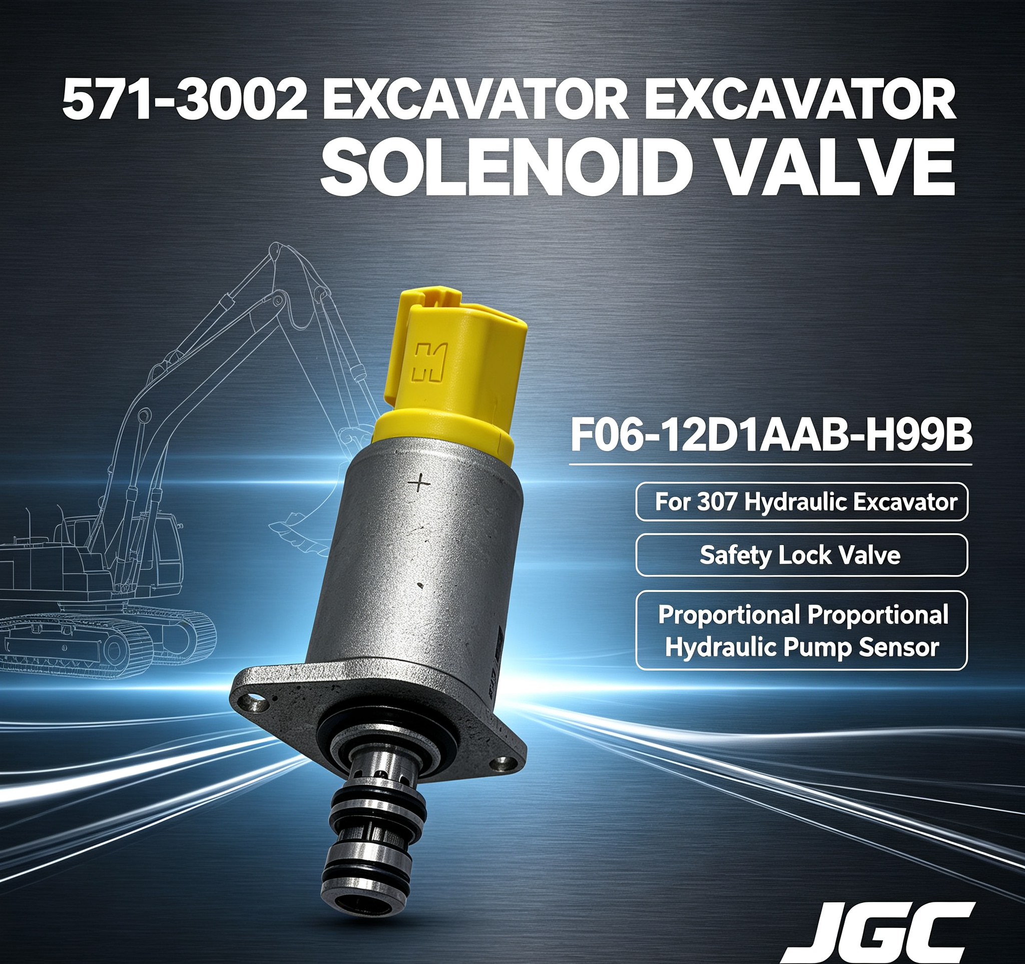 F06-12D1AAB-H99BFor 571-3002 for 307 Crawler Excavator Safety Lock Solenoid Valve Proportional Hydraulic Pump Sensor