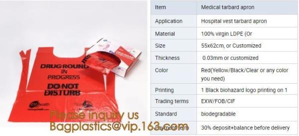 Medical disposable aprons for doctor, LDPE coated biohazard apron,Surgical Apron, Logo Printed Disposable medical Plasti