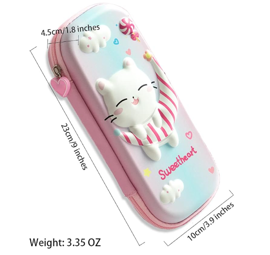 Pencil Case  3D EVA Cat Cartoon Storage Pouch Pen Holder for School Kids Large-Capacity Storage Box Children's Student Gift Stationery Box