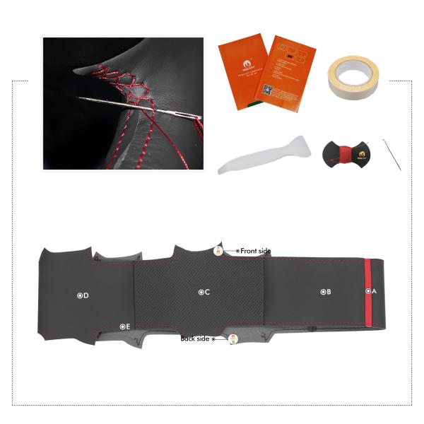 DIY Car Accessory Hand Sewing Genuine Leather Steering Wheel Cover For Ford F-150 2009-2014