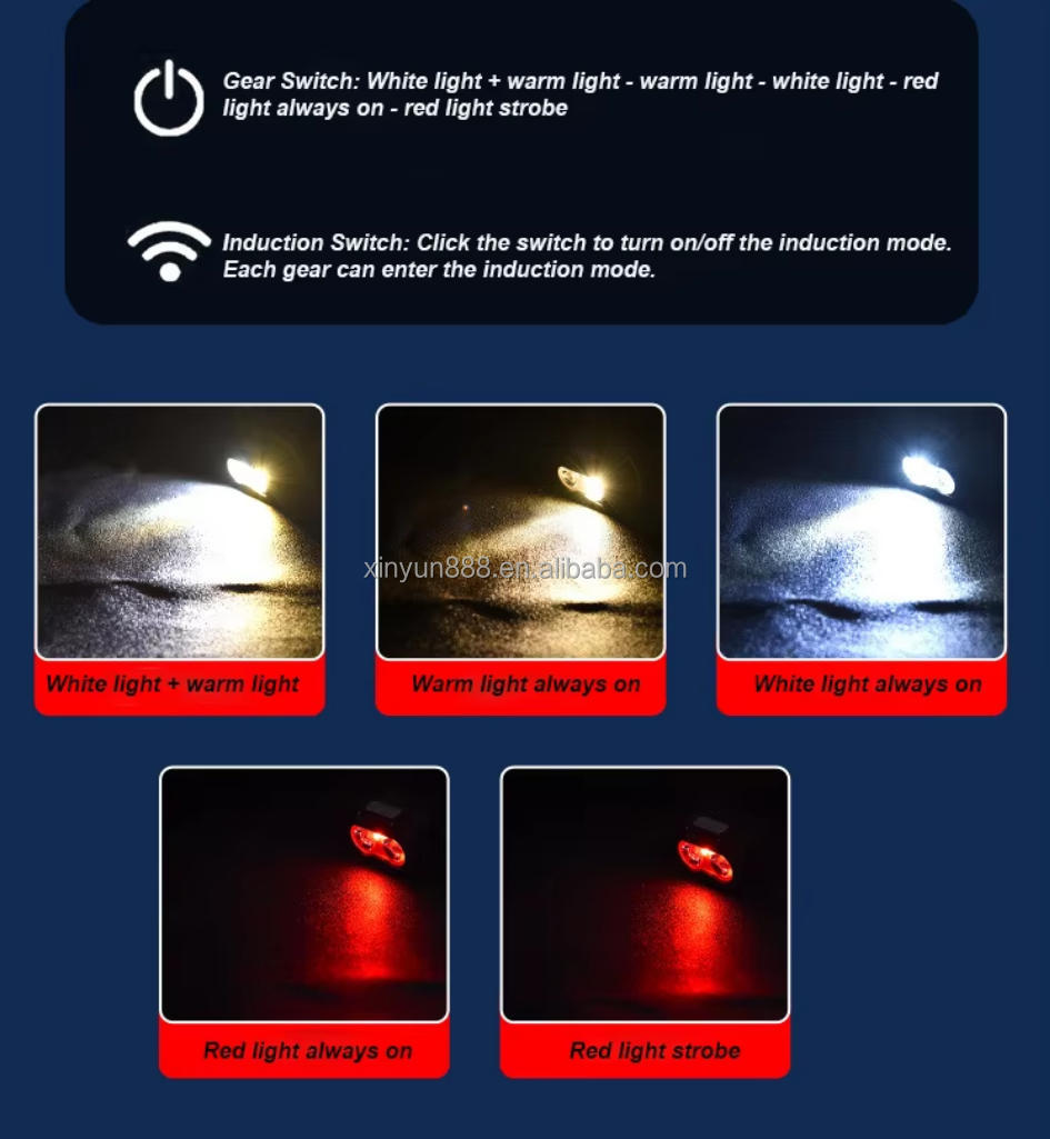 Super Bright Sensing Sensor Headlight 3 Light Source Night Driving Light 3 AAA Battery Powered Camping Emergency Headlight