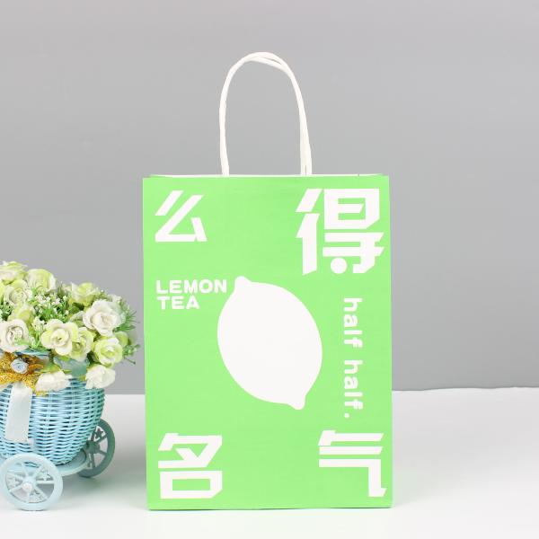 Logotipo personalizado Aceito de comida para levar Embalagens de papel Kraft Bolsas de compras Logotipo personalizado