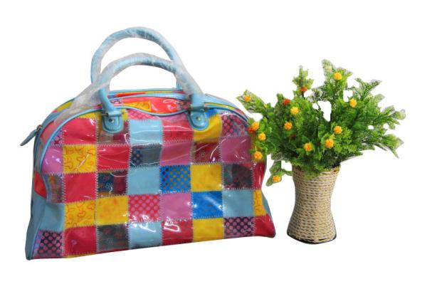 Recyclable Fashion PVC Reusable Fabric Carrier Bags For Suppermarket Shopping
