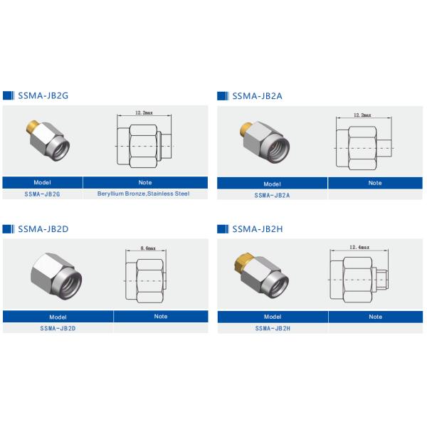 Stainless Steel SSMA Male Mini SMA Plug RF Coaxial Cable Connector 18GHz 50Ω Mating for .086 Cable