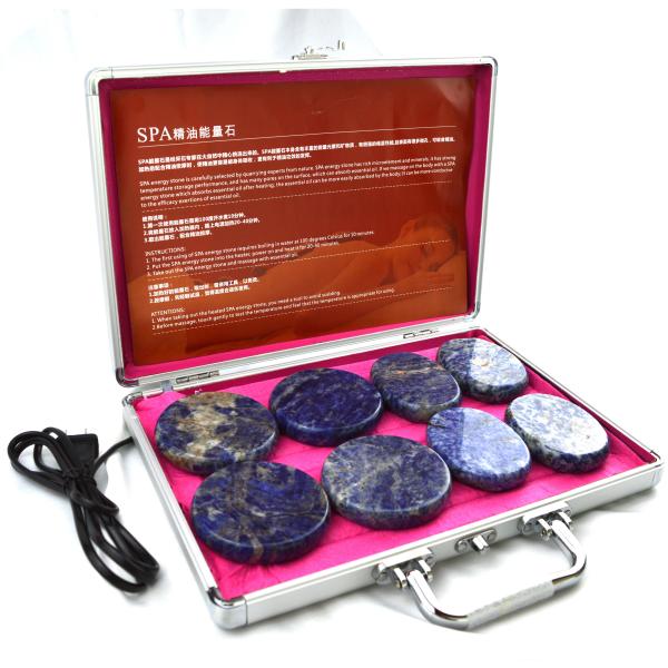 Personal Health Care Blue Soddlite 8pcs Massage Stone in Aluminum Heating Box with Heat Massage Energy Stones
