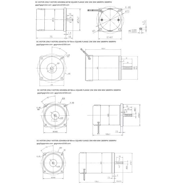 слот ключа стороны квадратного фланца электрического двигателя 15w 24v плоский