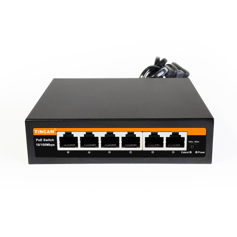 4 Port PoE Switch with 2 Fast Ethernet Uplink Ports 6-Port Unmanaged PoE Switch IEEE 802.3af/at 48W Built-in Power Supply Unmanaged TNC-EPS4306N4