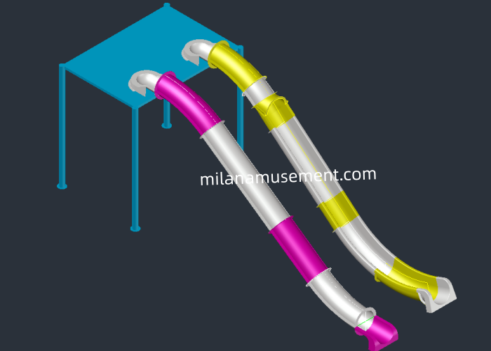 Water Single Slide fiberglass material for Swimming pool backyard hotel pool