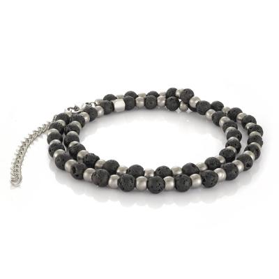 Unisexe argenté en acier inoxydable œil de tigre pierre agate bracelet à perles classique en cadeau