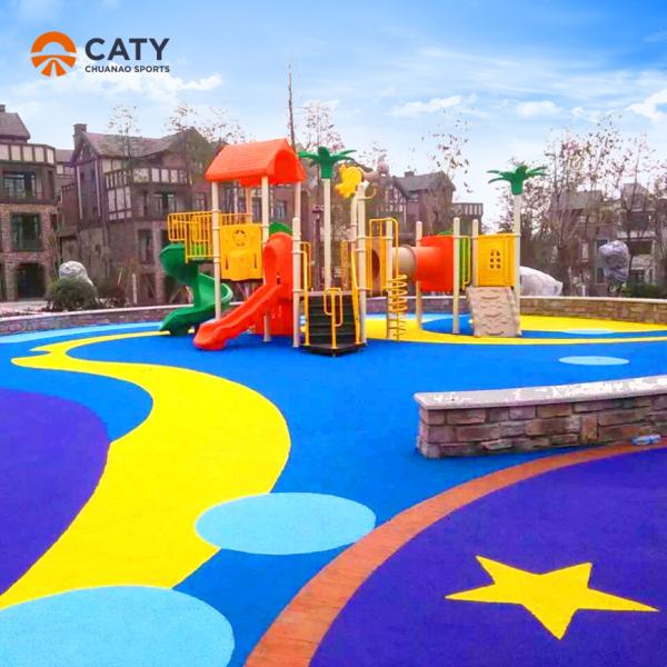 1.2g/cm3 Plancher de terrain de jeux pour jardin Surfaces de terrain de jeux en caoutchouc