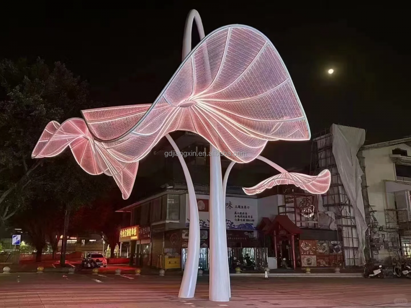 Large Metal Frame Illuminated Sphere Sculpture With LED Lights For City Square