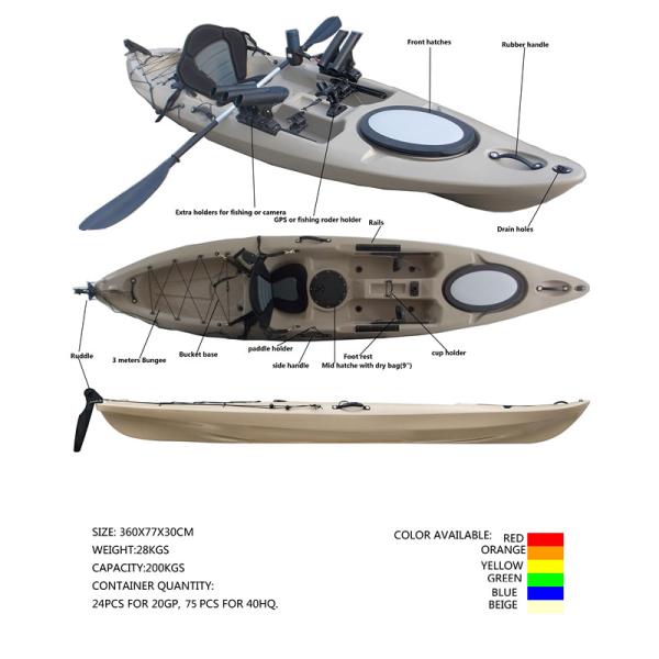 море 10фт путешествуя каяк, каяк 360л*77в*30х морского рыболовства с много держателей штанги