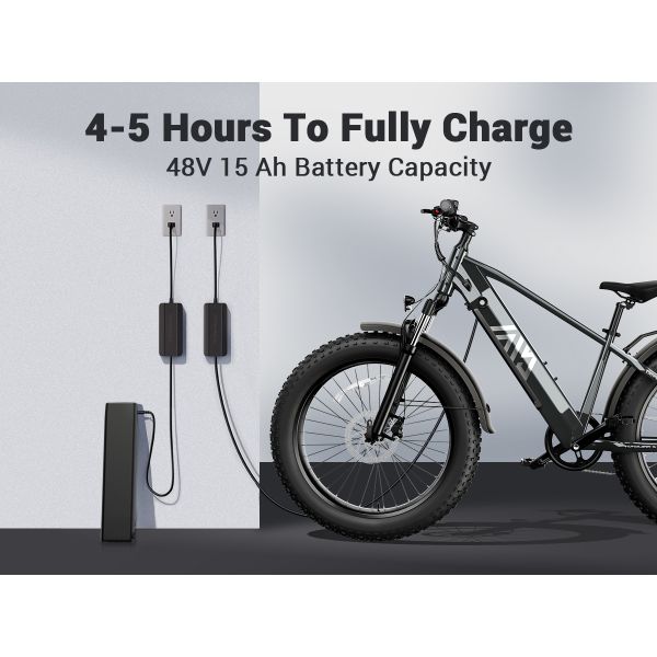 48V 26 Inch Fat Tire Electric Bike Powerful Motor Off-Road & City Commuter E-Bike Long Range Lithium Battery Pedal Assist