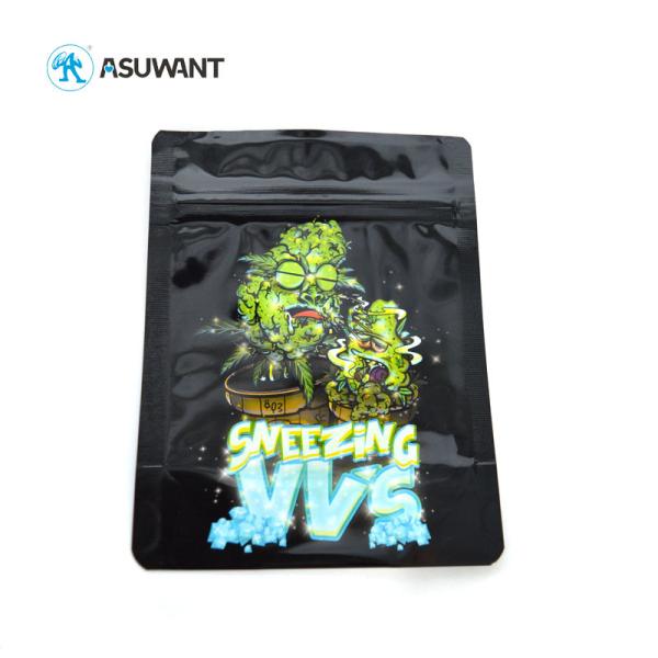 Zipper Mylar Weed Packaging Bags Small Three Side Seal Matte / Glossy Surface