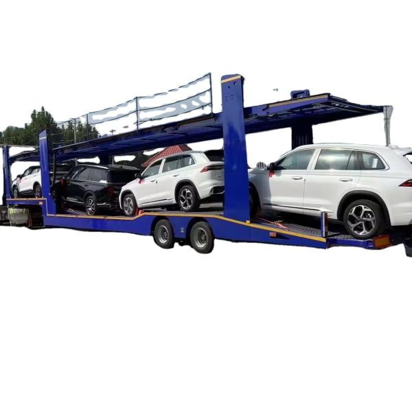 CIMC Factory Direct Stainless Steel 2/3 Axle  8-9 Land Road Car Trailer Semi Utility Flatbed Carrier Trailer