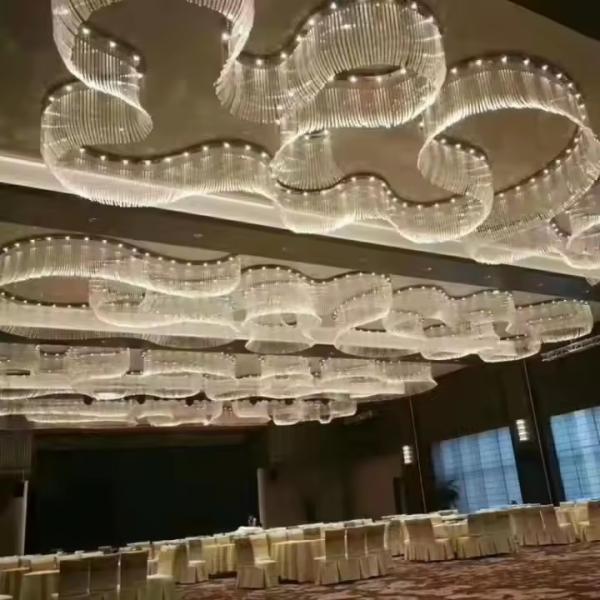 Customized K9 Crystal Chandelier For Hotels Banquet Halls Large Round Oval Shape Flush Mount With Project Installation Service