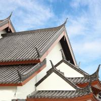 Pavilhão do Templo Incrível Vila estilo chinês telhado de argila clássica telhas casas materiais de construção