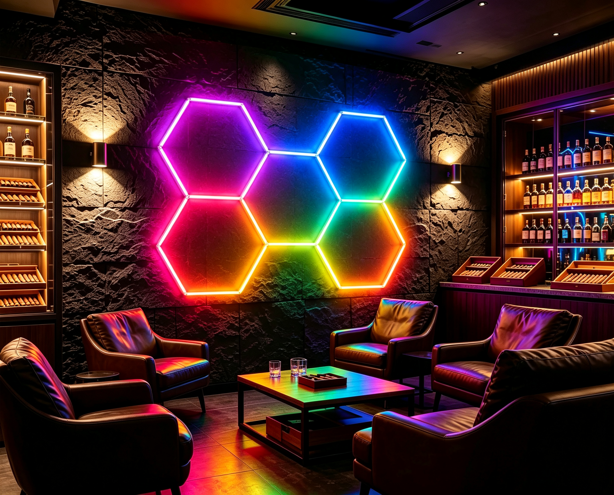 Connectable LED Hexagonal Light RGB Honeycomb Modular Panels for Garage Gym Workshop and Office Ceiling Lighting Applications