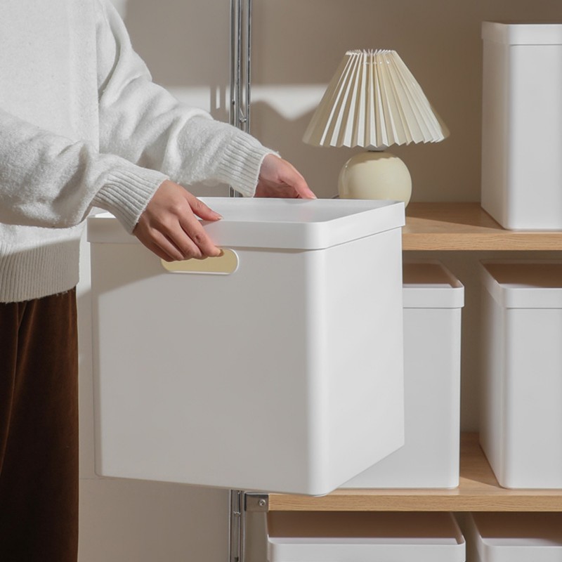 Square Storage Box with Lid Plastic Organizer Thickened Snacks Toys Clothes Large Right Angle Storage Box