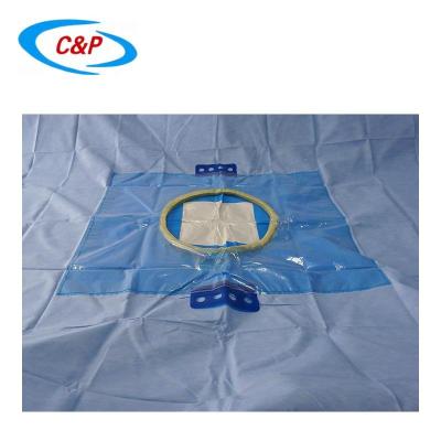 Tela de cortina cirúrgica de cesariana descartável com bolsa azul