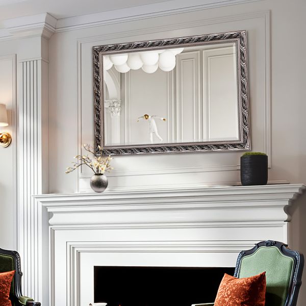 Silver LED Framed Mirror Anti Explosion Wall Mounted Decorative Mirror 4mm 5mm