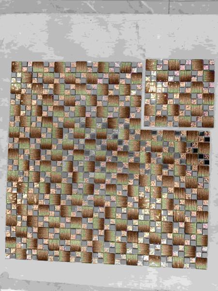 Beveled Edge Crystal Glass Mosaic Brown Golden Gradient Mixed Color For Wall