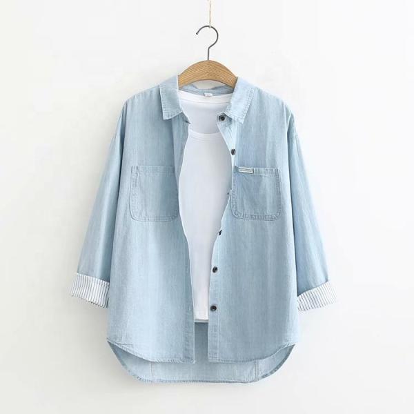Denim Fabric 21s Imitation100% Cotton Thin Shirt Denim Knitted Advantage Small Orders