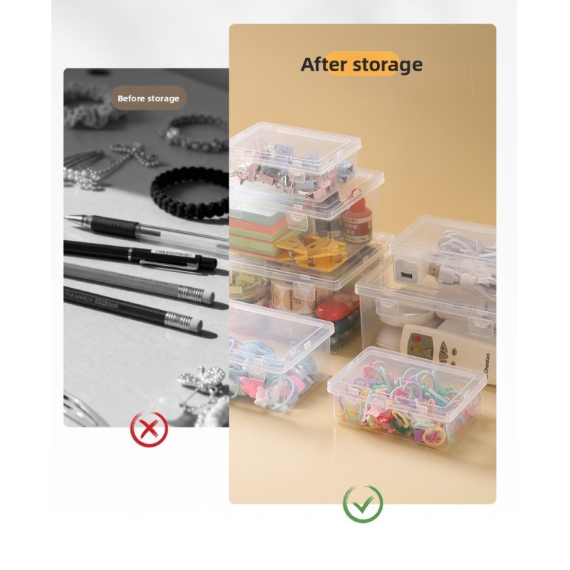 Hot Selling Minimalist Household Desktop Rectangle Dust-Proof Transparent Clear Plastic Storage Box for Sundries