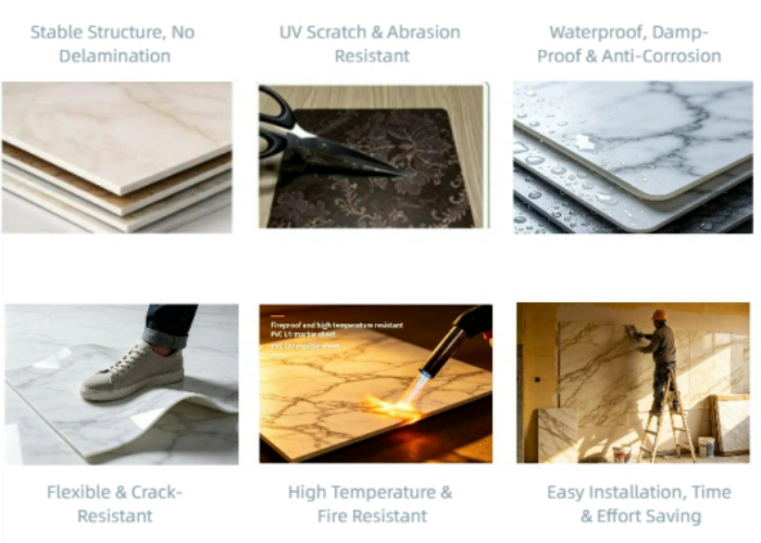 Weatherproof Modern PVC Marble Sheets Decorative Marble PVC Wall Panels