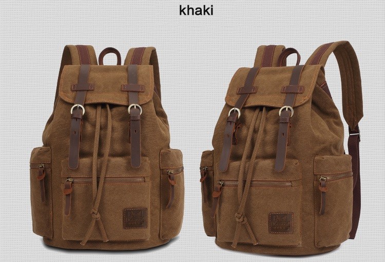 Женщины рюкзака кожи холста Drawstring большого перемещения Unisex