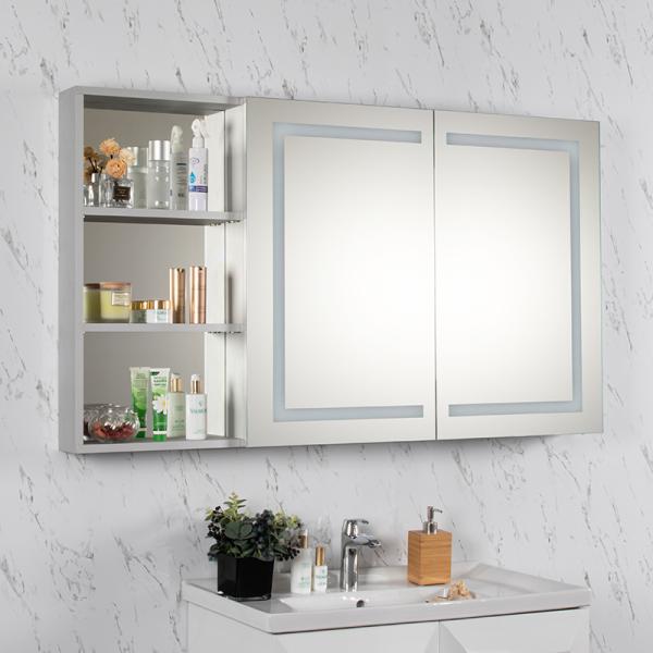 Стенный современный медицинский шкаф с светодиодными лампами с динамиком и освещенным зеркалом