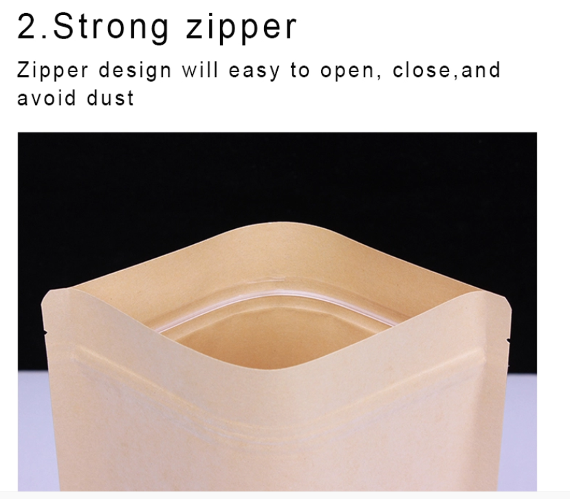 Biodegradable Ziplock Kraft Stand Up Pouches For Tea Packaging