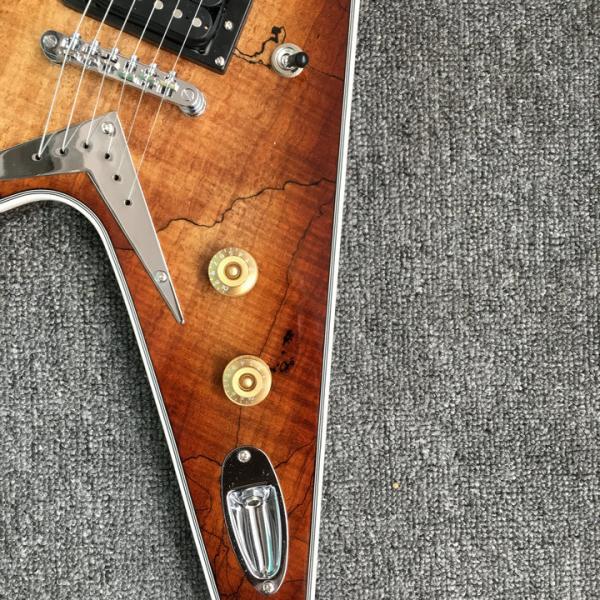 Emerald natural Flying V Electric Guitar China OEM Custom Body flying v guitar& Kits