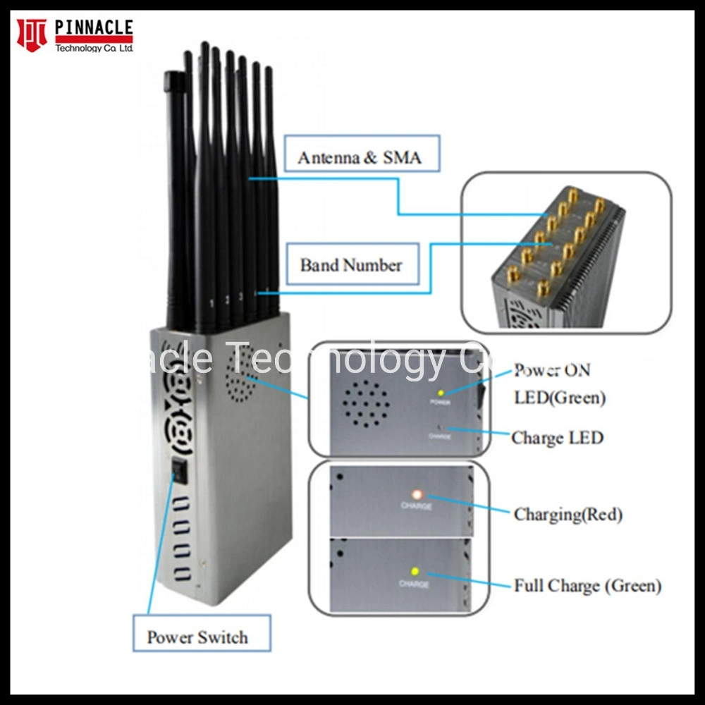 12CH портативный сотовый военный сотовый телефонный джаммер VHF UHF радиосигнал блокировщик