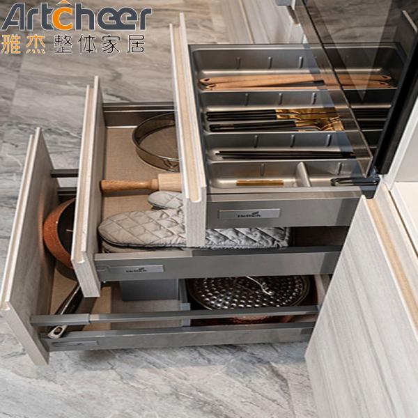 White Color U Shape Kitchen Cabinet WPC Material Customized Size for Modern Home Made