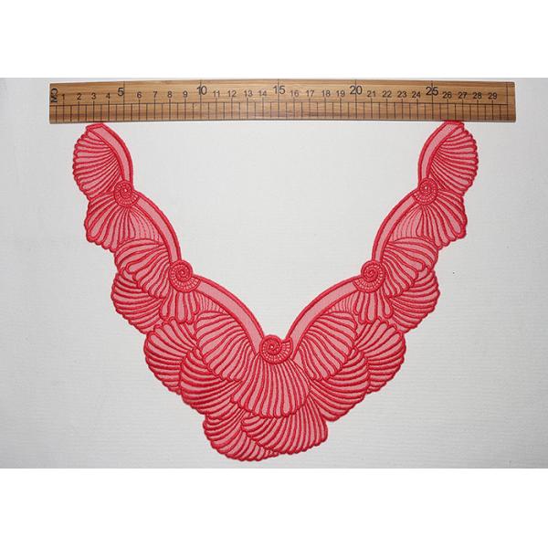 Vintage Scalloped Edge Lace / Applique Embroidered Mesh Lace Trim For V Neckline OEM