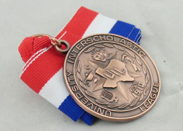 University Ribbon Medals , Die Casting , 3D And Antique Copper Plating For Gift
