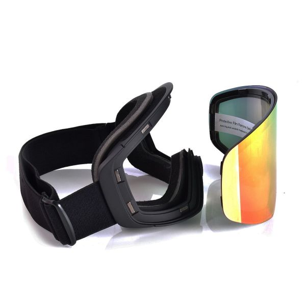Women Lightweight Black Frame TPU Ski Glasses Cylindrical Lenses Magnetic Snow Goggles Customizable Logo Small MOQ Ready