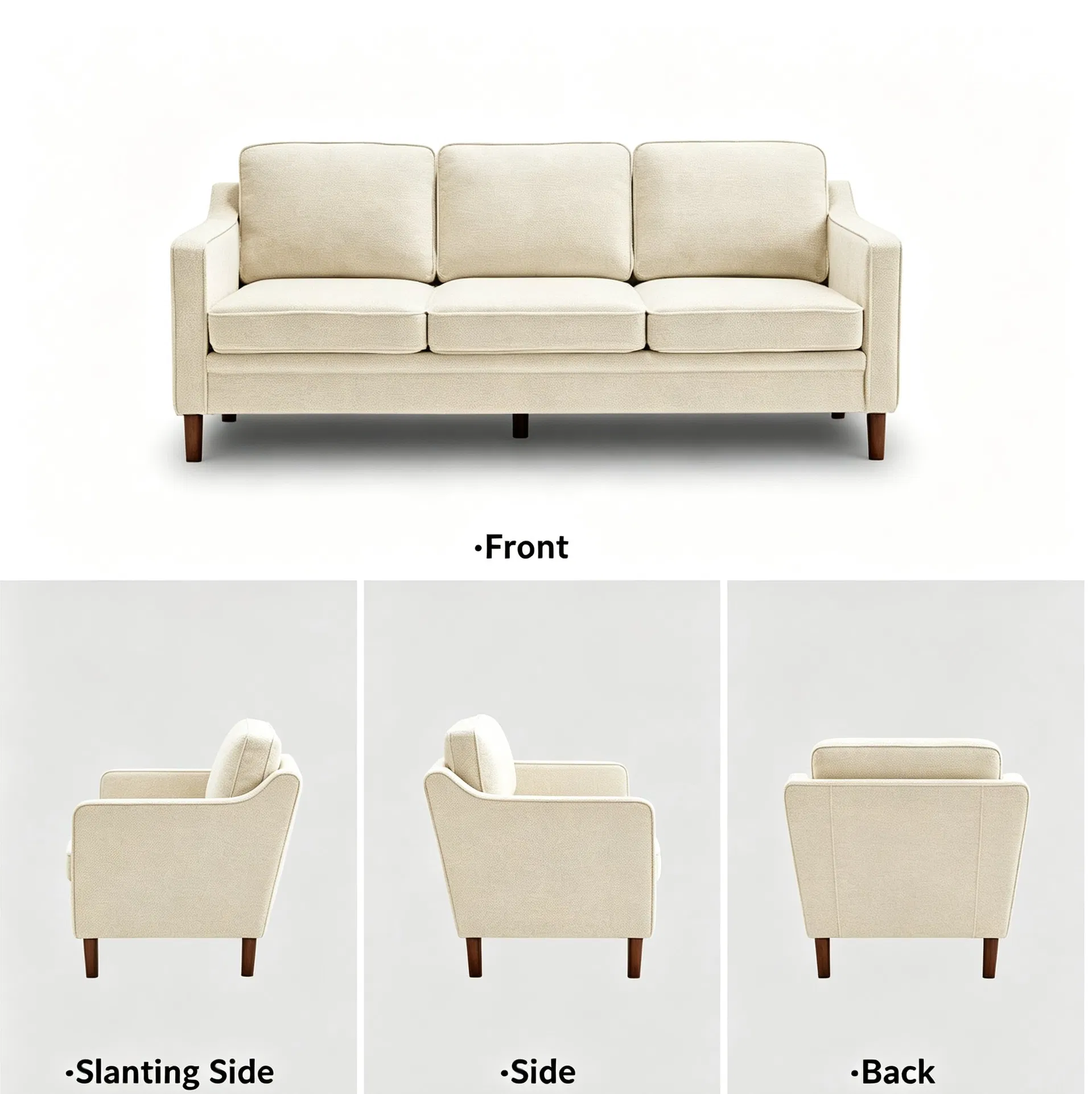 Simple Style Cream Three Seater Sofa for Compact Apartment Living Room Home Layout Design