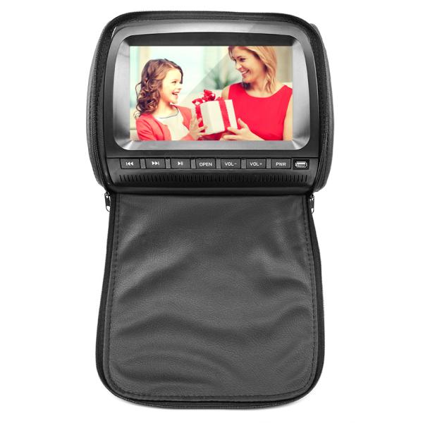 1080P Leather Cover Car Headrest DVD Monitor DC 6V - 18V Power Supply