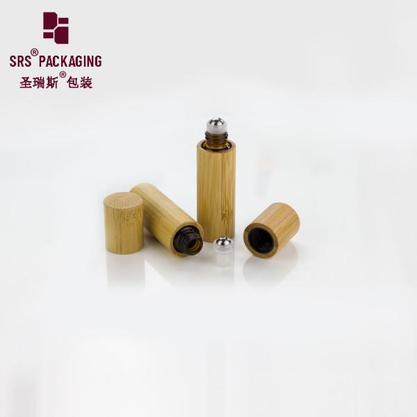 SRS Natural Bamboo Cosmetic Mini Perfume Amber Glass Roll On Bottle 5ml