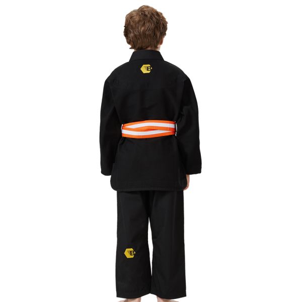 Shrink Proof 100% Cotton Black BJJ Gi With 350 GSM Pearl Weave For Boys And Custom Logo OEM Service