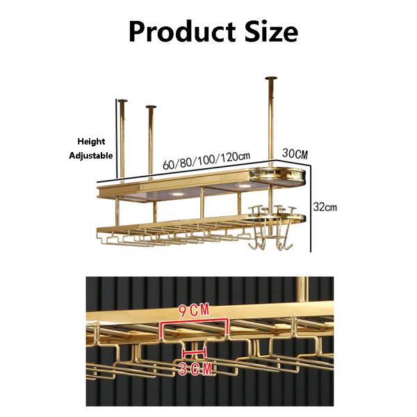 Acrylic Bar Gold Wine Holder Glasses Racks Storage Stainless Steel frame