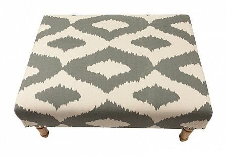 Home hotel upholstery furniture fabric fancy stool tufted ottoman ,oak wood with linen  fabric