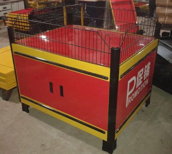 Metallic Supermarket Accessories Promotion Counter Table With Guardrail