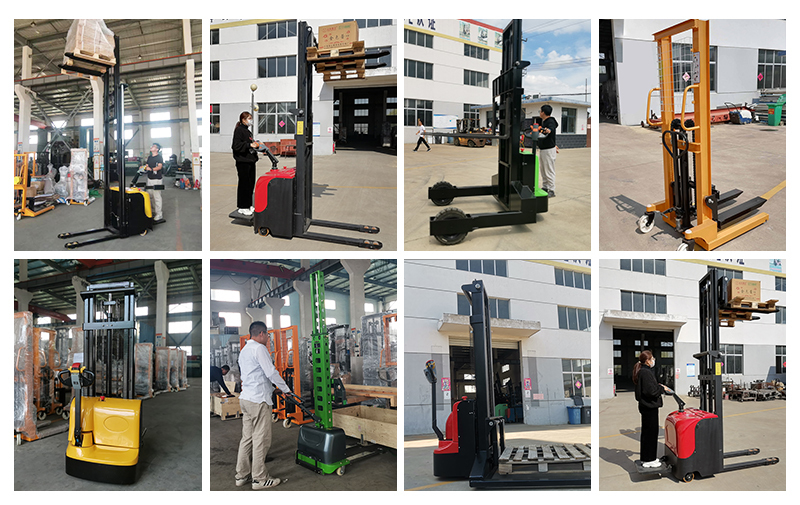 1000kg 1.6m Self Loading Electric Stacker Portable Pallet Lifter