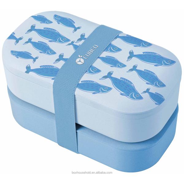 Colorful 1200ml Double Layer Eco Friendly Salad Bento Lunch Box with Bag and Cutlery